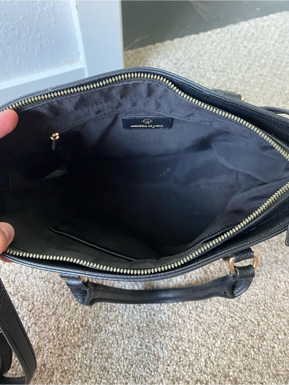 Nanette Lepore Black Pebbled Leather Tote Satchel with Gold Hardware